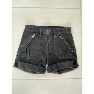 AllSaints Milly Shorts Denim Jean Mid Rise Distressed